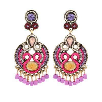 China CLASSIC 2021 Fashion Design Pearl Jewelry Bohemian Ethnic Earrings Tassel Women Trendy Vintage Earrings for sale