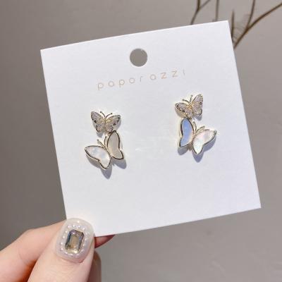 China Wholesale Fairy Wind CLASSIC Opal Butterfly Earrings 925 Silver Needle Gold Zircon Earrings 2021 New for sale