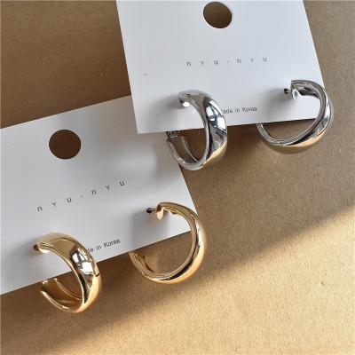 China S925 Needle Mirror Metallic Earrings Large Personality CLASSIC Silver Single Earring for sale