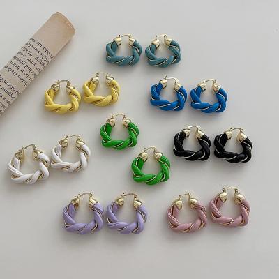 China 2021 Wholesale CLASSIC color fashion color ear clip tuck braid twist braid string leather earring for sale