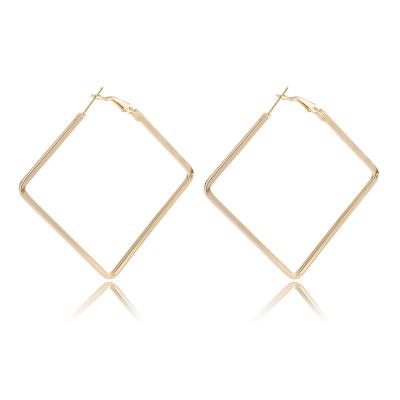 China 2021 CLASSIQUE Big Circle Earrings Korean Geometric Gold Trendy Statement 18K Big Stainless Steel Square Pated Earrings Jewelry For Women for sale