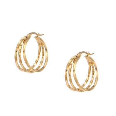 China 2021 Trendy Minimalist Fashion Jewelry 18K Gold Plated Stainless Steel Earrings Twisted Huggie Circle Earrings For Women for sale