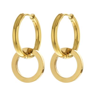 China 2021 CLASSIQUE Fashion 18K Gold Plated Stainless Steel Double Hoop Hoop Earrings For Women Jewelry for sale