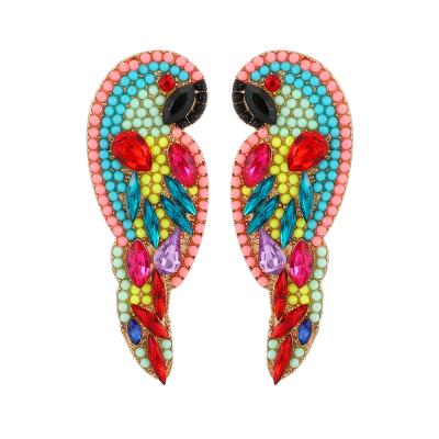 China 2021 Fashion BOHEMIA Africa Boho Rhinestone Animal Earrings Hypoallergenic Bird Seed Pearl Statement Handmade Jewelry For Women Gifts for sale