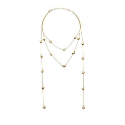 China Thin 14K Gold Thin Layer 14K Gold Personality Choker High Quality Metallic Five Star Chain Necklace Jewelry Acute Necklace for sale