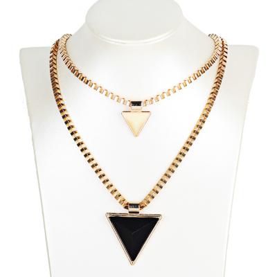 China FASHIONABLE High Quality 18k Gold Plated Jewelry Chain Custom Triangle Necklace Double Layer Multi Layer Necklace for sale