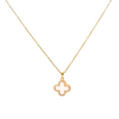 China Fashion TRENDY High Quality Luxury Double Sided Classic Four Leaf Clover Necklace Stainless Steel Jewelry Women for sale