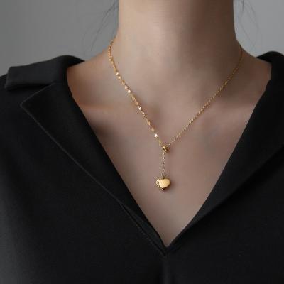 China TRENDY Fashion High Quality 18K Gold Plated Stainless Steel Gold Heart Can Pull Pendant Necklace Jewelry for sale