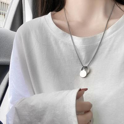 China Trendy Fashion High Quality Multilayer Sequin Pendant Women's Ring Versatile Stainless Steel Necklace for sale