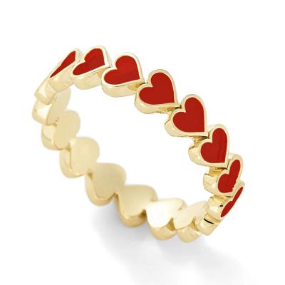 China New CLASSIC Exquisite Design Fashion Shape Finger Multi Colors 18K Gold Plated Luster Drip Oiled Heart Rings for sale