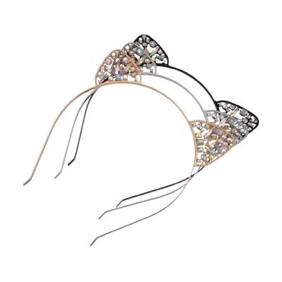 China Metal Diamond Crystal Bunny Ears Baby Hairband Luxury Crystal Bunny Ears Accessories Custom Designer Metal Hair for sale