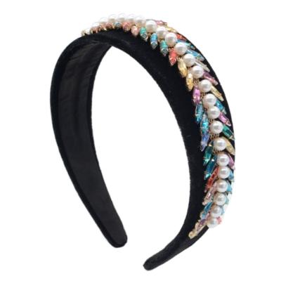 China Hot Selling Sparkle Headbands Crown Princess Hair Bands Crystal Pearl Headband Baroque Hair Accessories for sale