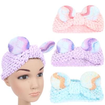 China Hot Elastic Glitter Cat Ear Headband Baby Hairbands Soft Hair Accessories Wholesale Fashion Children Leather Headband for sale