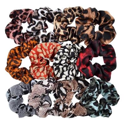 China Girl Hair Decoration Fashion Leopard Pattern Flower Head Snake Headband Cloth Elastic Hair Ties Scrunchies for sale