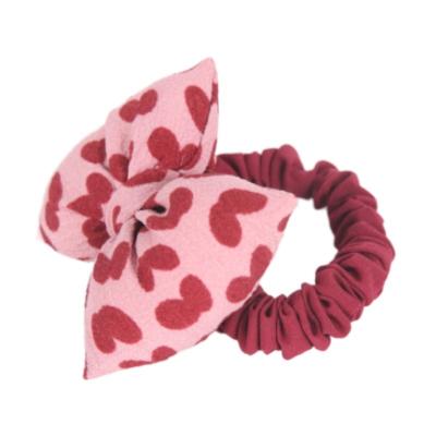 China Fashion Custom Hair Accessories Soft Hair Scrunchies Pink Bowknot Elastic Headbands Hair Ponytail For Girl for sale