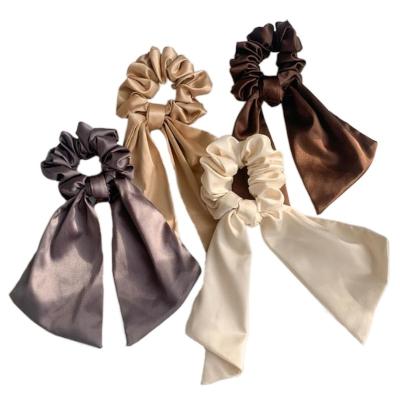 China French retro scrunchies Korean ponytail satin hair girl hair decoration large intestine bow hair ties for sale