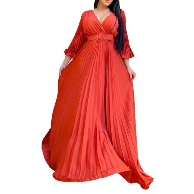 China 2023 New Size Fashion Women's V-neck Elegant Dress Sexy Formal Evening Dress Custom Made Female Dress Most Popular Anti-Static Lady Vestidos Long for sale