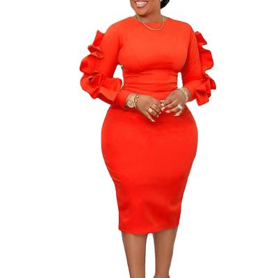 China 2023 New Plus Size Autumn Women Long Sleeve Evening Dress Lady Vestidos Robe Formal Office Elegant Female Custom Made Plus Fashion Viable for sale