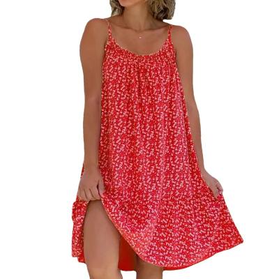 China New Breathable Custom Sleeveless Summer Beach Polka Dot Casual Floral Double Sided Print Sexy Short Lady Big Tall Women Dress for sale