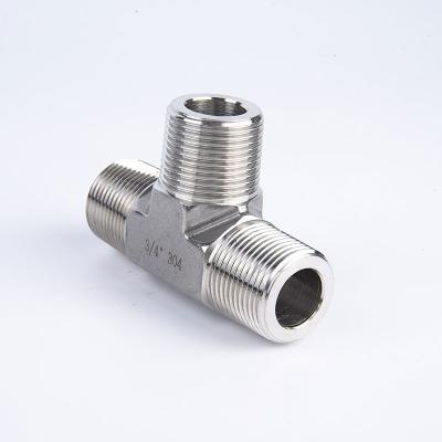 China Stainless Steel Die Forging Fitting External Nipple Tee Branch Top Stainless Steel Pipe Fittings Tees for sale