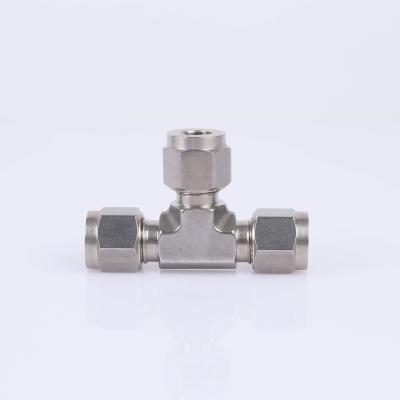 China 316L 316L Stainless Steel Ferrule Straight Joint Internal Thread High Pressure Tee for sale