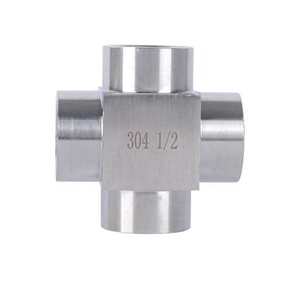 China Factory Supply Reasonable Price Stainless Steel 304SS Female Thread Stainless Steel Cross 304ss Pipe And Fit Cross Joint for sale