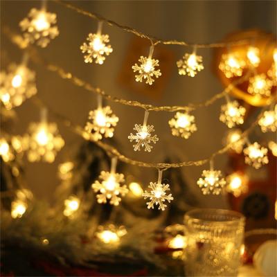 China Decorative Outdoor Holiday Twinkle Solar Powered 3m String Lights Battery Operated Hanging Led Snowflake Lights for sale