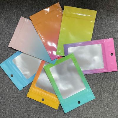 China Small Size Resealable Moisture Proof Candy Packaging Frosted Colorful Holographic Packaging Bag For Jewelry Package for sale