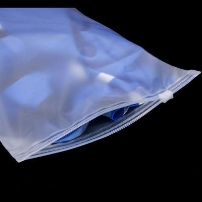 China Recyclable high quality black waterproof poly zipper wig shoes packaging clear frosted PE zipper bag for apparel packaging for sale