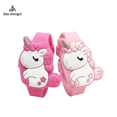 China Wholesale Popular Time Display Kids Watch Flip Cover Led Silicone Strap Watch Cartoon Rabbit Toys JHS597 for sale