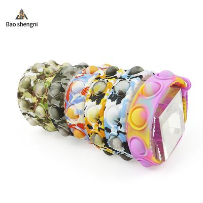 China The Date Wholesale Mini Color Kids Bracelet With Automatic Bubble Strap Toys Lovely Soft Band Decoration For Girls for sale