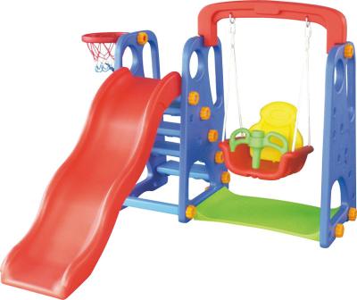 China CE standard kindergarten kids toys indoor plastic slide with swing set for sale