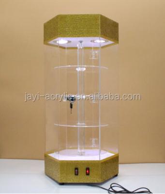 China Rotating Clear Acrylic watch table Display box case with LED for sale