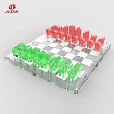 China JAYI Clear Acrylic Chess Game Colorful Transparent Acrylic Chess Game Set for sale