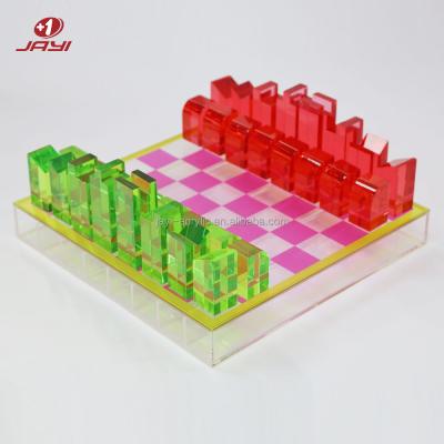 China JAYI Luxury Custom Personalized Lucite Backgammon Crystal Acrylic Board Chess Pieces Game Set for sale