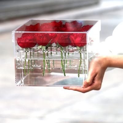 China Wholesale Custom Acrylic Luxury Flower Box Custom 1 Roses 9 Roses 16 Roses Transparent Acrylic Box for sale