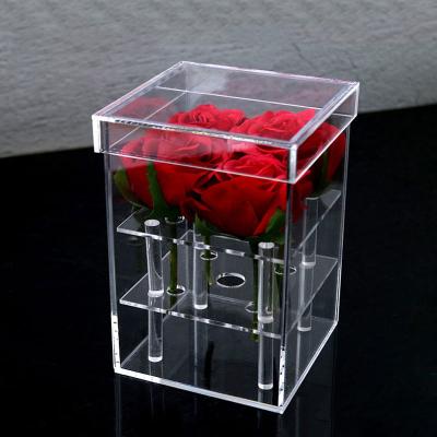 China JAYI Custom Roses in Acrylic Box Gift Single Rose Acrylic Box 1 4 9 Holes Flower Box for sale