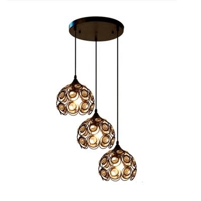 China Other restaurant E27 retro industrial home pendant lights creative simple black small head lamp led chandelier for sale