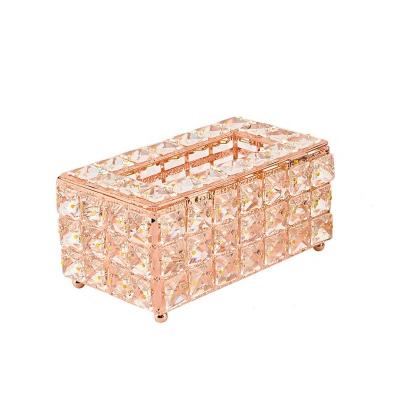 China High Quality Luxury Crystal Tissue Box Gold Silver Metal Tissue Box Towel Box For Living Room Bathroom Car 010 for sale