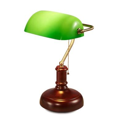 China Nordic Creative Printed Glass Desk Lamp Retro Iron Wood Bedroom Metal Desk Lamp Living Room Bedside Reading Glass Desk Lamp for sale