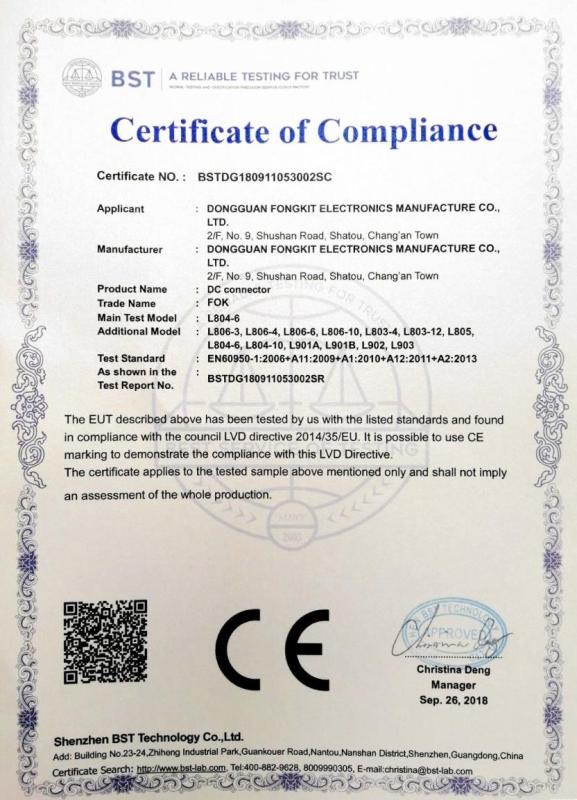 CE - Dongguan Fongkit Electronics Manufacture Co., Ltd.