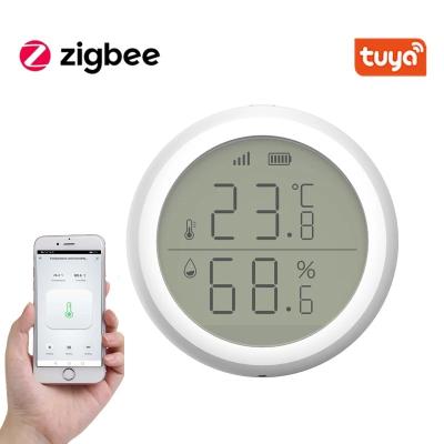 China Detect Temperature Humidity Tuya ZigBee Smart Home Temperature And Humidity Sensor With LED Screen Works With Google Assistant And Tuya Zigbee Hub for sale