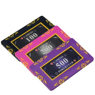 China Smoothing Edge Sublimation Poker Chip Rectangular Poker Chips Made Of Clay Material With Diamond Design For Table Game for sale