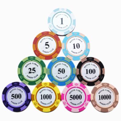 China High Quality Poker Game Clay Chips Poker Chips 14g Clay Crown Chips Monte Carlo Poker Club Texas Hold'em Casino Chips for sale