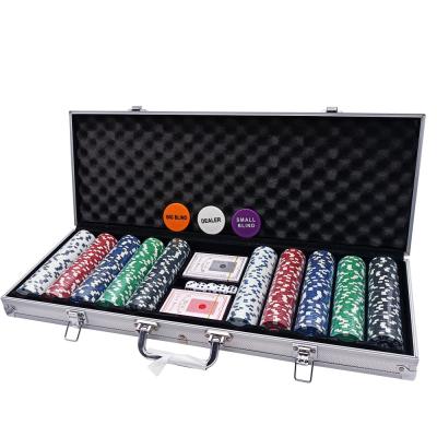 China ABS Chips Set High Quality Poker Chips Suitcase Including Poker,500PCS Gambling Game Dealers,Cuts and Chips on Sale for sale