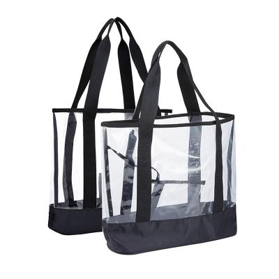 China Custom wholesale waterproof clear fashion logo PVC shopping bag transparent tote bag for sale