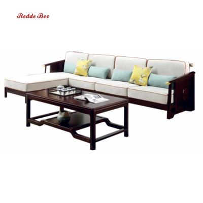 China Sofa Set Newest Luxury Classic Living Room Wooden L Shape Furniture Chinese Style Sofa With Tea Table And Wooden Chair for sale