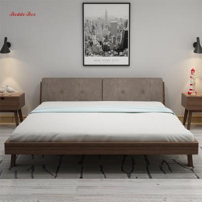 China Solid Wood Bedroom Furniture Set Dark Brown Classic Wood Bed Night Table , Low Price Furniture Set With Mattress for sale