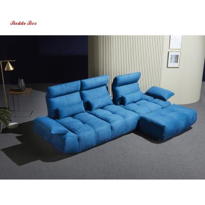 China Sofa Set Modern Living Room High Density Convertible Sectional Sofa Sleeper Adjustable Soft Cotton Couch With Ottoman for sale