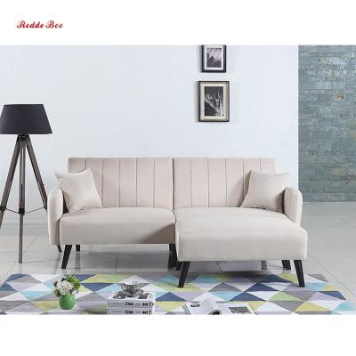 China Modern L shape 3 seater foldable fabric sofa with bed mechanism padded seat multifunctional folding sofa bed for sale